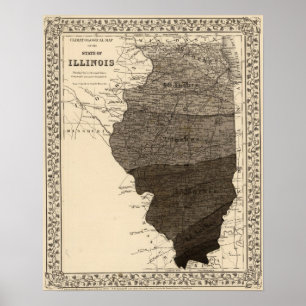 Póster Mapa climatológico, Illinois