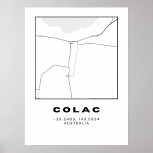 Poster Mapa Colac Minimalista com Coordenadas