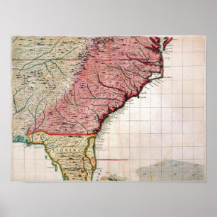 PÓSTER MAPA COLONIAL DE AMÉRICA, 1733