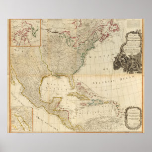 Póster Mapa colorido da mão composta de America do Norte