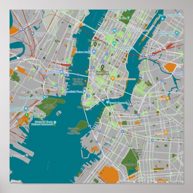 Poster Mapa colorido da NYC (Frente)