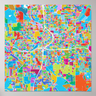 Póster Mapa colorido de Atlanta