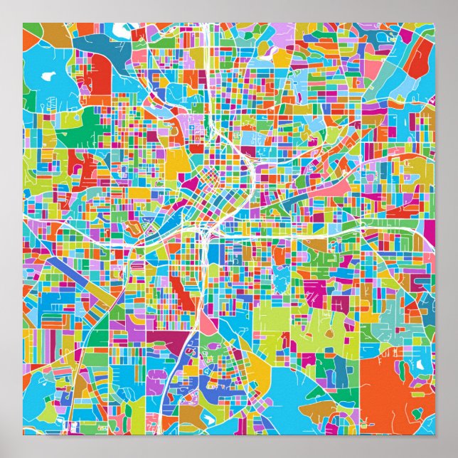Póster Mapa Colorido de Atlanta (Frente)