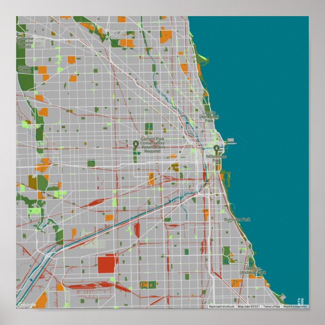 Poster Mapa colorido de Chicago (Frente)