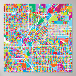 Póster Mapa colorido de Denver