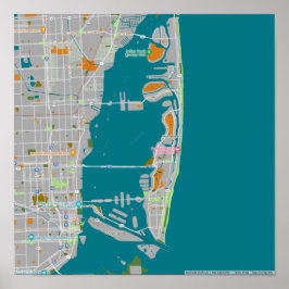 Poster Mapa colorido de Miami