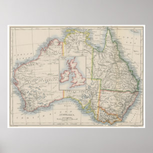 Poster Mapa comparativo de tamanho das ilhas da Austrália