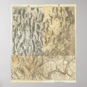 Poster Mapa composto da arizona, do Nevada, e do Utá