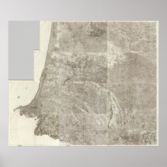 Póster Mapa composto da França 3 (Frente)