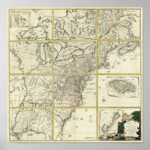 Póster Mapa composto dos Estados Unidos