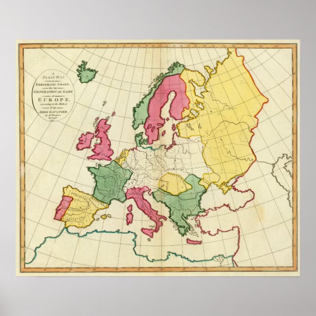 Póster Mapa comum Europa (Frente)