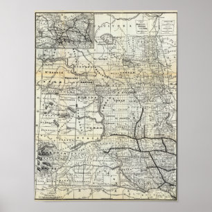 Póster Mapa correto de Dakota