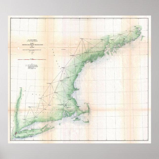 Póster Mapa costeiro de Nova Inglaterra (1864) - TXT melh (Frente)