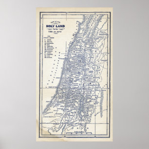 Póster Mapa cristão de Jerusalem da Terra Santa do