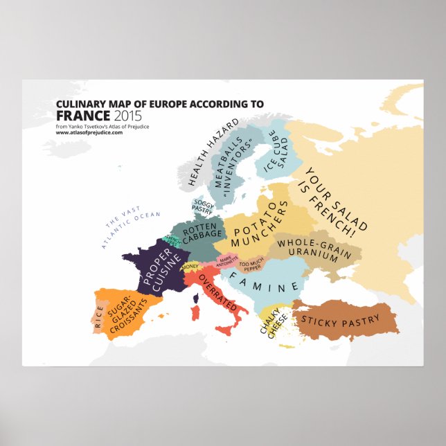 Poster Mapa Culinário da Europa Segundo França (Frente)