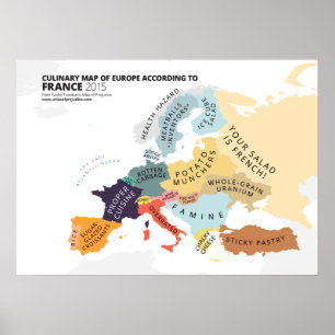 Poster Mapa culinário de Europa de acordo com France