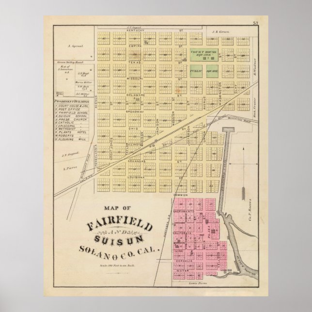 Poster Mapa da AC Vintage Fairfield (1878) (Frente)
