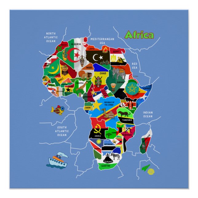 Póster Mapa da África (Frente)