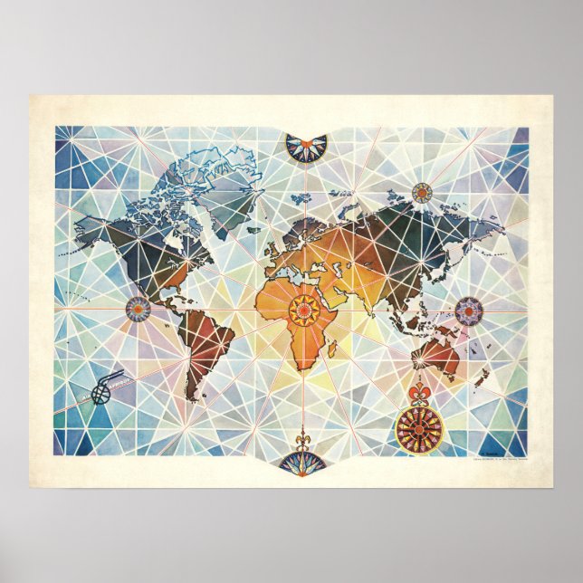 Poster Mapa da África do Ar do Mundo (Frente)