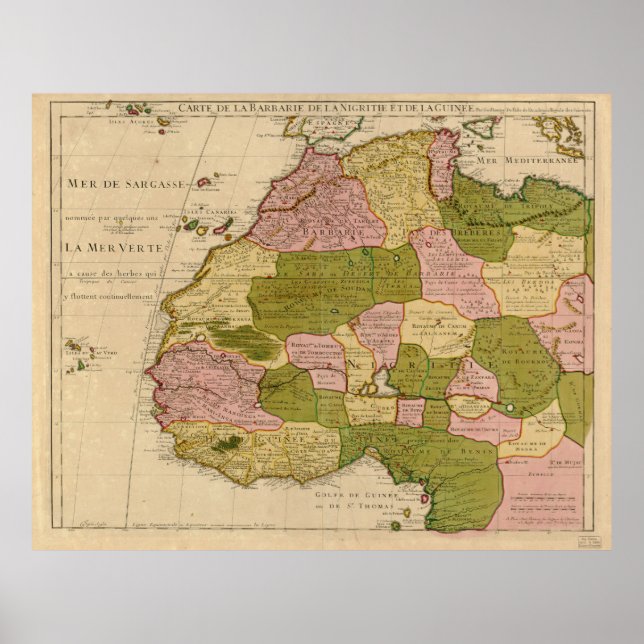 Poster Mapa da África Ocidental (c 1718) (Frente)