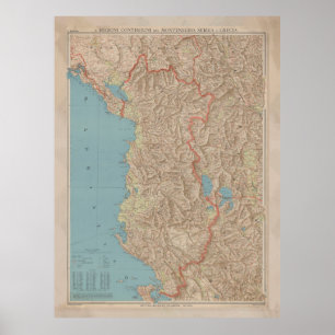 Poster Mapa da Albânia de Vintage (1916)
