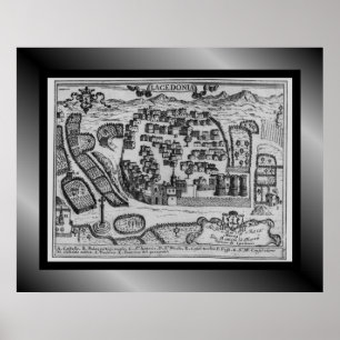 Poster Mapa da aldeia medieval ~ Lacedonia ~ Itália~    