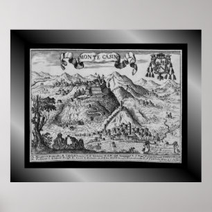 Poster Mapa da aldeia medieval Monte Casino ~ Itália~   