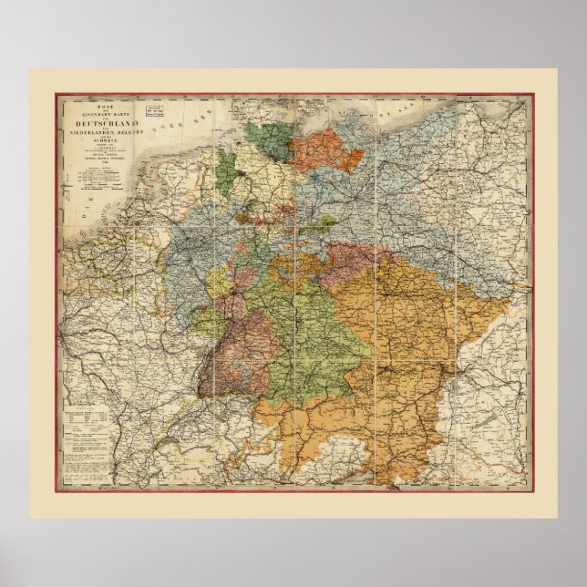 Poster Mapa da Alemanha (1855) (Frente)