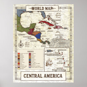 Poster Mapa Da América Central