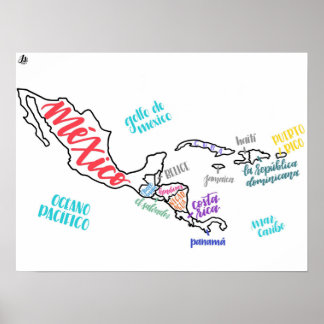 Poster Mapa da América Central