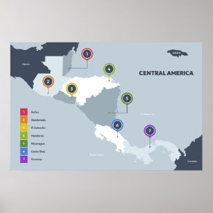 Poster Mapa da América Central