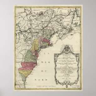 Póster Mapa da América Colonial por Matthaus Lotter (1776