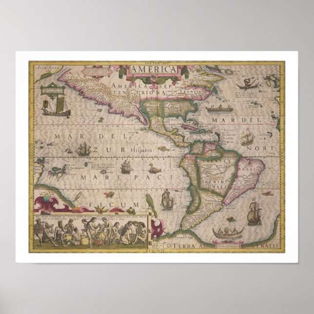 Poster Mapa da América, do Mercator Atlas, pub. (Frente)