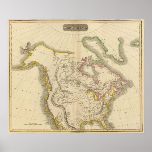 Póster Mapa da América do Norte 2 (Frente)