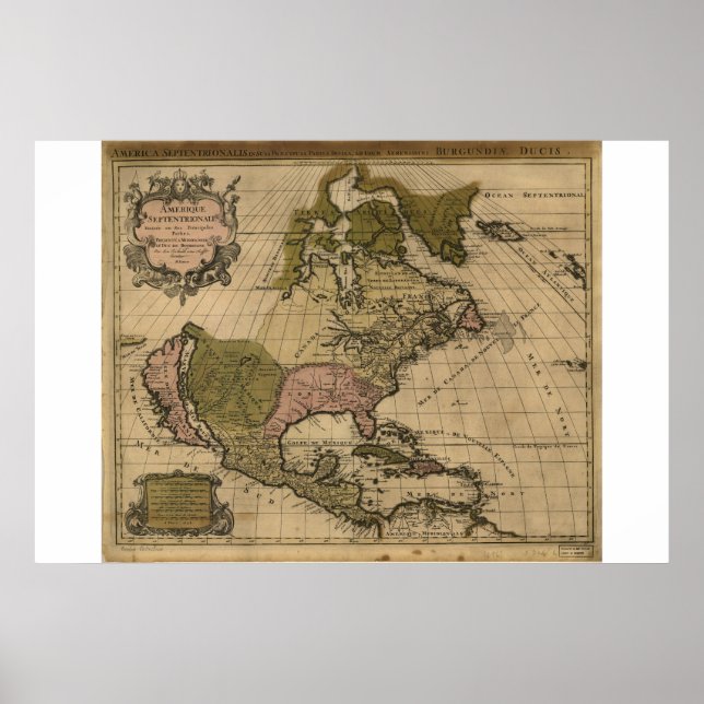 Poster Mapa da América do Norte de 1694 (Frente)