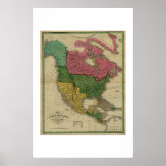 Póster Mapa da América do Norte de 1826