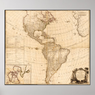 Póster Mapa da América do Norte e do Sul (1786)