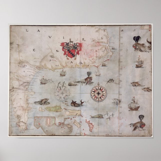 Póster Mapa da América do Norte Oriental (Frente)