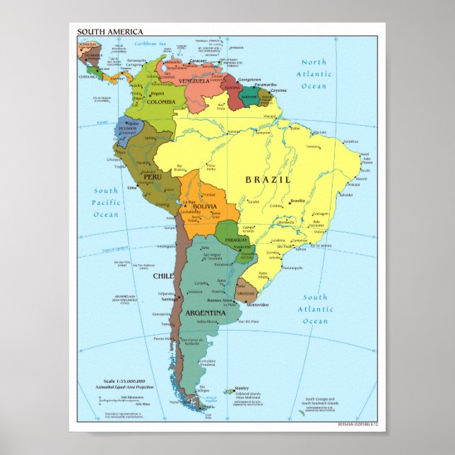 Poster - Mapa da América do Sul (Frente)