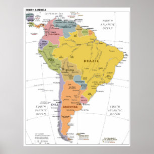 Poster Mapa da América do Sul
