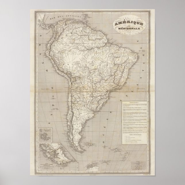 Póster mapa da América do Sul (Frente)