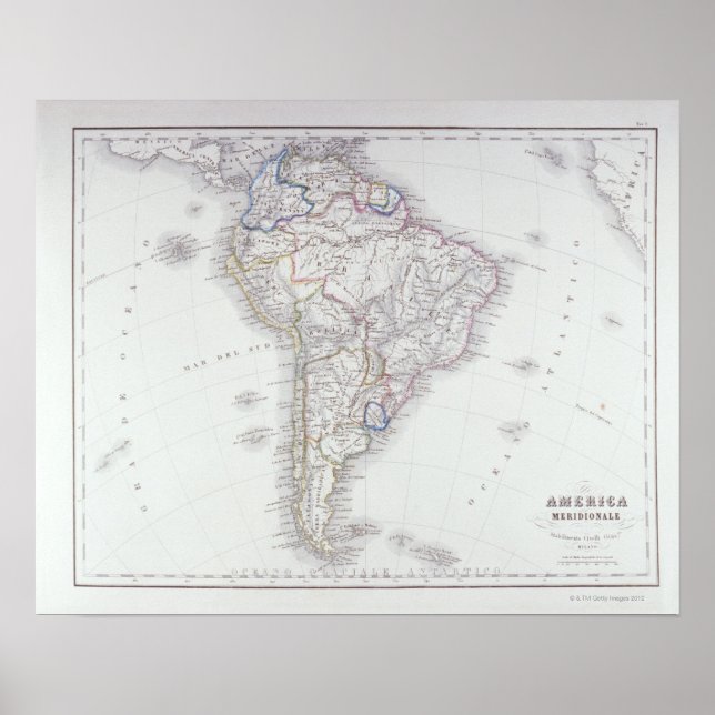 Póster Mapa da América do Sul (Frente)