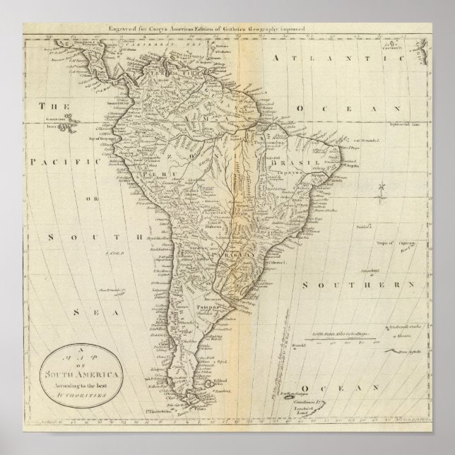 Póster Mapa da América do Sul 2 (Frente)