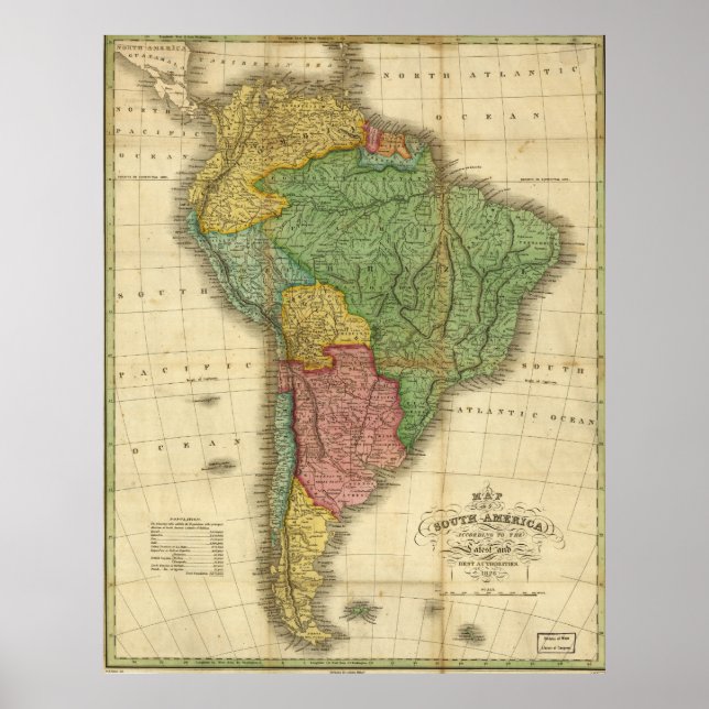 Póster Mapa da América do Sul em 1826 (Frente)