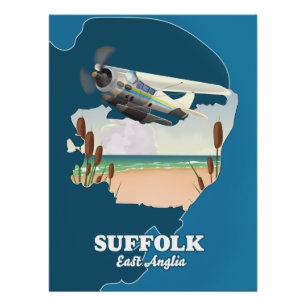 Póster Mapa da Ânglia Oriental em Suffolk