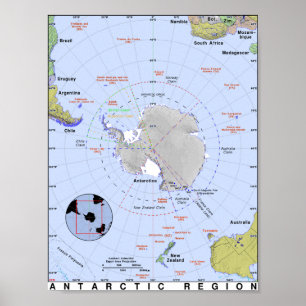 Poster Mapa da Antártica