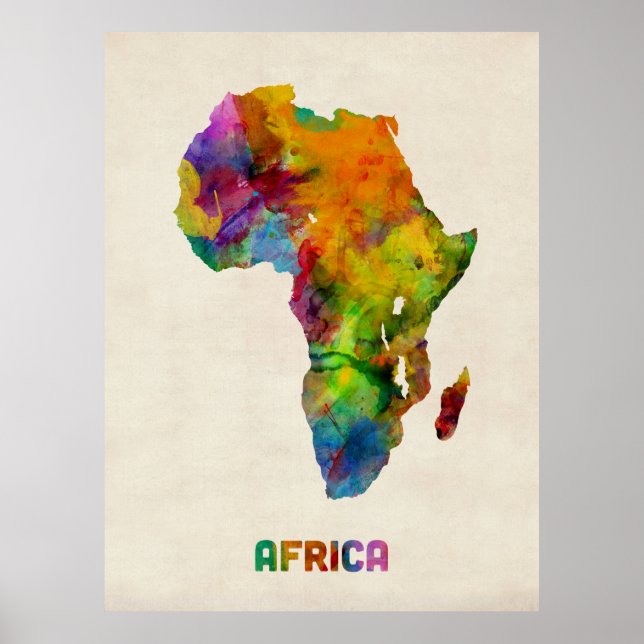 Poster Mapa da Aquarela da África (Frente)