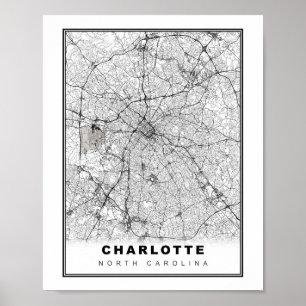 Poster Mapa da área de Charlotte