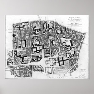 Póster Mapa da área de Sainte-Genevieve, Paris, 1756