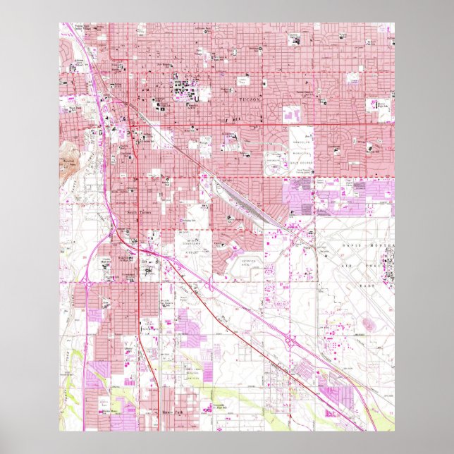 Póster Mapa da Arizona de Tucson (1957) (Frente)